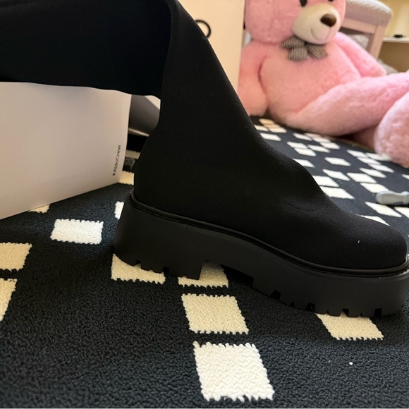 Aldo Black Over-the-Knee Stretch Platform Boots - Picture 2 of 7